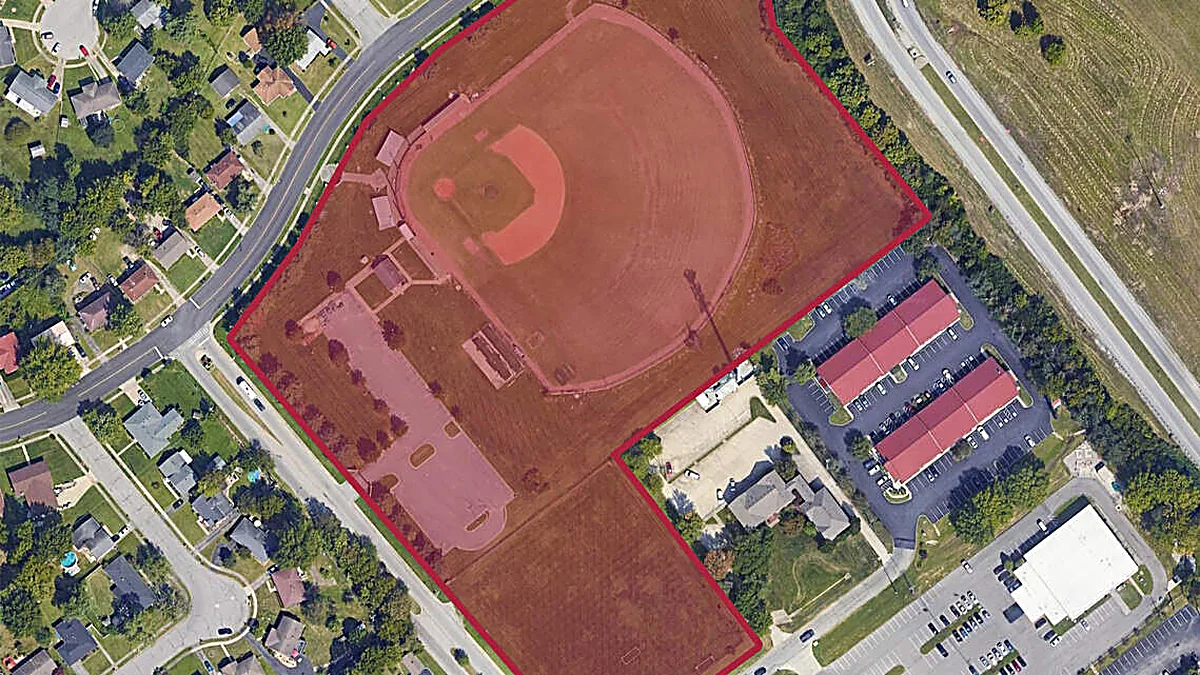 Aerial view of the 12.5-acre former Transylvania University baseball field — the partnership's pilot project site